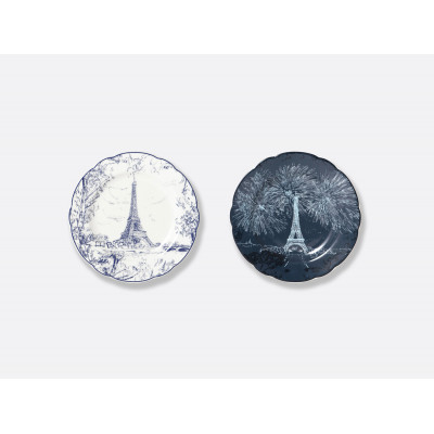 Набор из двух разных десертных тарелок 16 см Tout Paris Bleu Nuit от Bernardaud