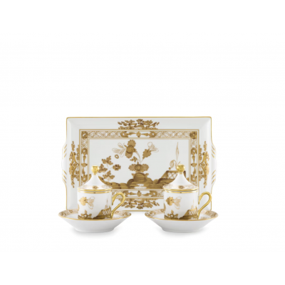 Набор для эспрессо на двоих с подносом от Ginori коллекция Oriente Italiano цвет Aurum