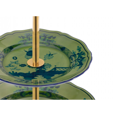 Трехъярусная подставка для сервировки 36см от Ginori коллекция Oriente Italiano цвет Malachite