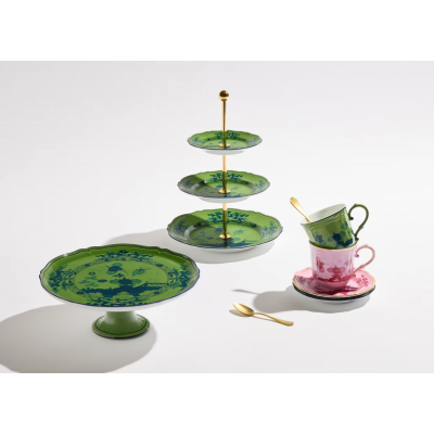 Трехъярусная подставка для сервировки от Ginori коллекция Oriente Italiano цвет Malachite