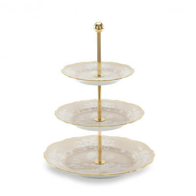 Трехъярусная подставка для сервировки от Ginori коллекция Oriente Italiano цвет Meringa