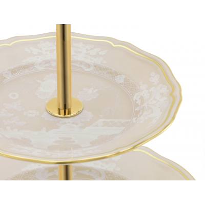 Трехъярусная подставка для сервировки от Ginori коллекция Oriente Italiano цвет Meringa