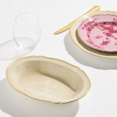 Овальная чаша от Ginori коллекция Oriente Italiano цвет Meringa