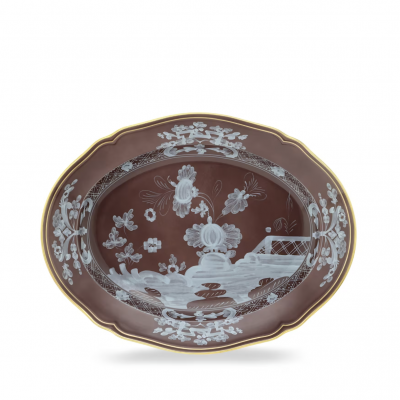 Овальное блюдо от Ginori коллекция Oriente Italiano цвет Castagna