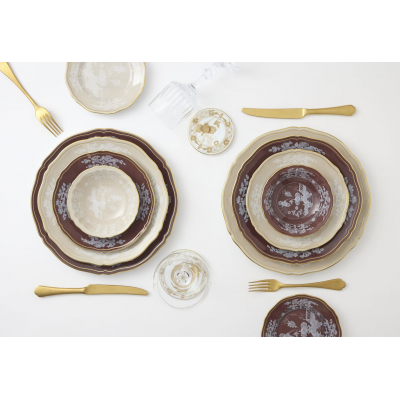 Плоская тарелка от Ginori коллекция Oriente Italiano цвет Castagna