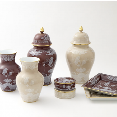 Большой квадратный поднос для пеленания от Ginori коллекция Oriente Italiano цвет Castagna