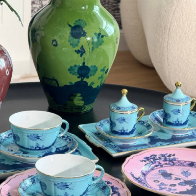 Набор чайных чашек с подносом Oriente Italiano от GINORI