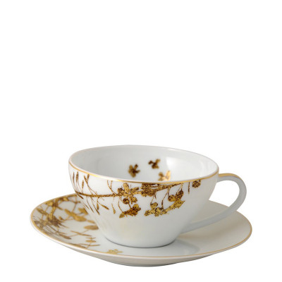 Чашка чайная с блюдцем 130мл серии Vegetal Or Bernardaud Чашка чайная с блюдцем 130мл серии Vegetal Or Bernardaud