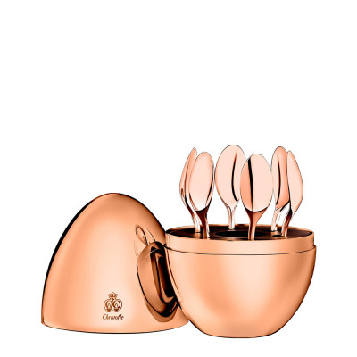 Набор из 6 кофейных ложек 14см серии Mood Precious Посеребрение + сплошная розовая позолота Christofle