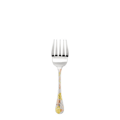 Сервировочная вилка для рыбы 22см от Jardin d'Eden Посеребрение + узорная желтая и розовая позолота Christofle
