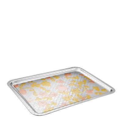 Поднос прямоугольный 42 х 32см от Jardin d'Eden Посеребрение + узорная позолота и розовая позолота Christofle
