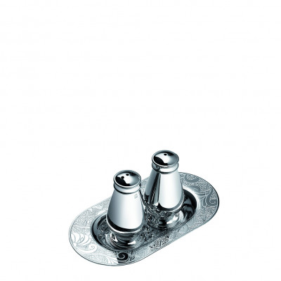 Солонка и перечница на подносе 8,7 x 4см серии Jardin d'Eden Посеребрение Christofle