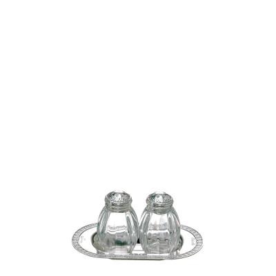 Солонка и перечница на подносе 9 x 5см серии Malmaison Серебро Christofle