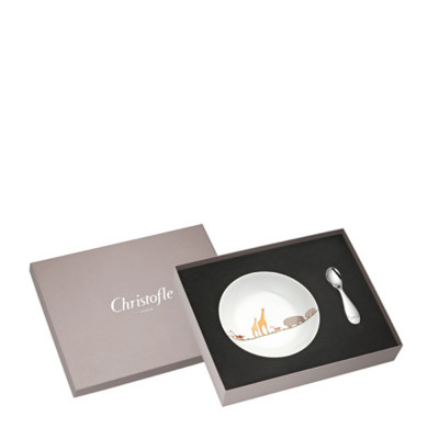 Тарелка и ложка для детей серии Savane Посеребрение Christofle