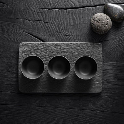 Набор 3 чаш для соуса с подносом 28 см Manufacture Rock Villeroy & Boch Набор 3 чаш для соуса с подносом 28 см Manufacture Rock Villeroy & Boch