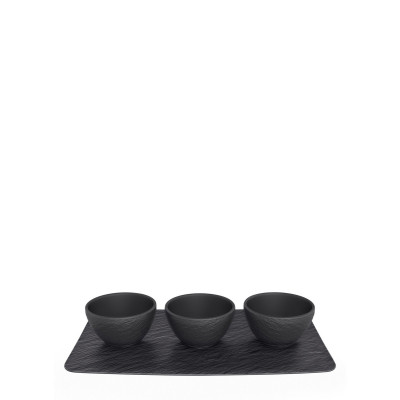 Набор 3 чаш для соуса с подносом 28 см Manufacture Rock Villeroy & Boch Набор 3 чаш для соуса с подносом 28 см Manufacture Rock Villeroy & Boch