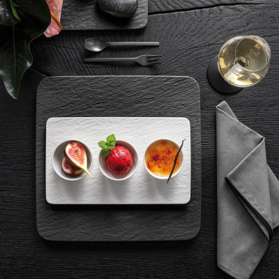 Набор из 3 чаш для соуса с подносом 28 см Manufacture Rock Blanc Villeroy & Boch  Набор из 3 чаш для соуса с подносом 28 см Manufacture Rock Blanc Villeroy & Boch