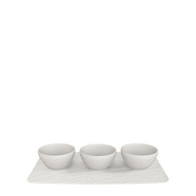 Набор из 3 чаш для соуса с подносом 28 см Manufacture Rock Blanc Villeroy & Boch  Набор из 3 чаш для соуса с подносом 28 см Manufacture Rock Blanc Villeroy & Boch